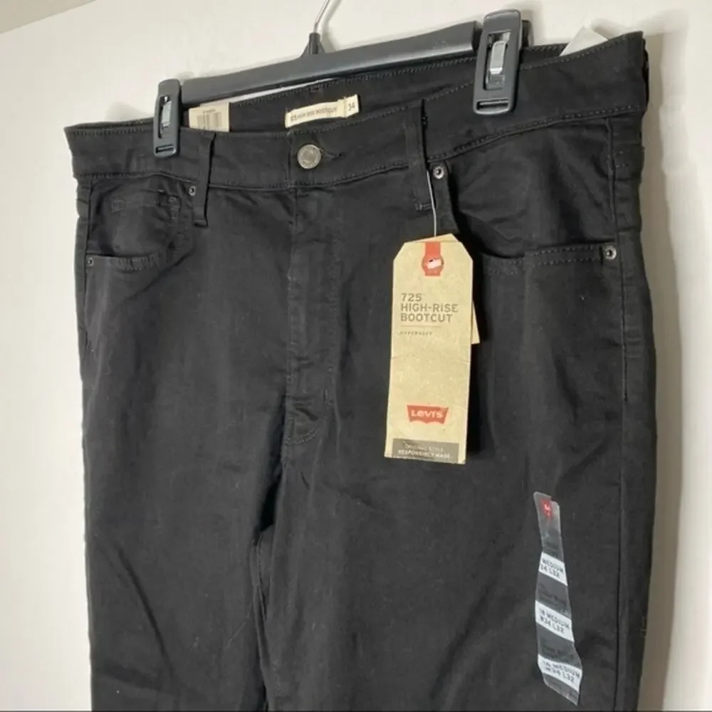 NWT Levi's Women's‎ Size 18 725 High Rise Black Bootcut Denim Jeans Size 34x32